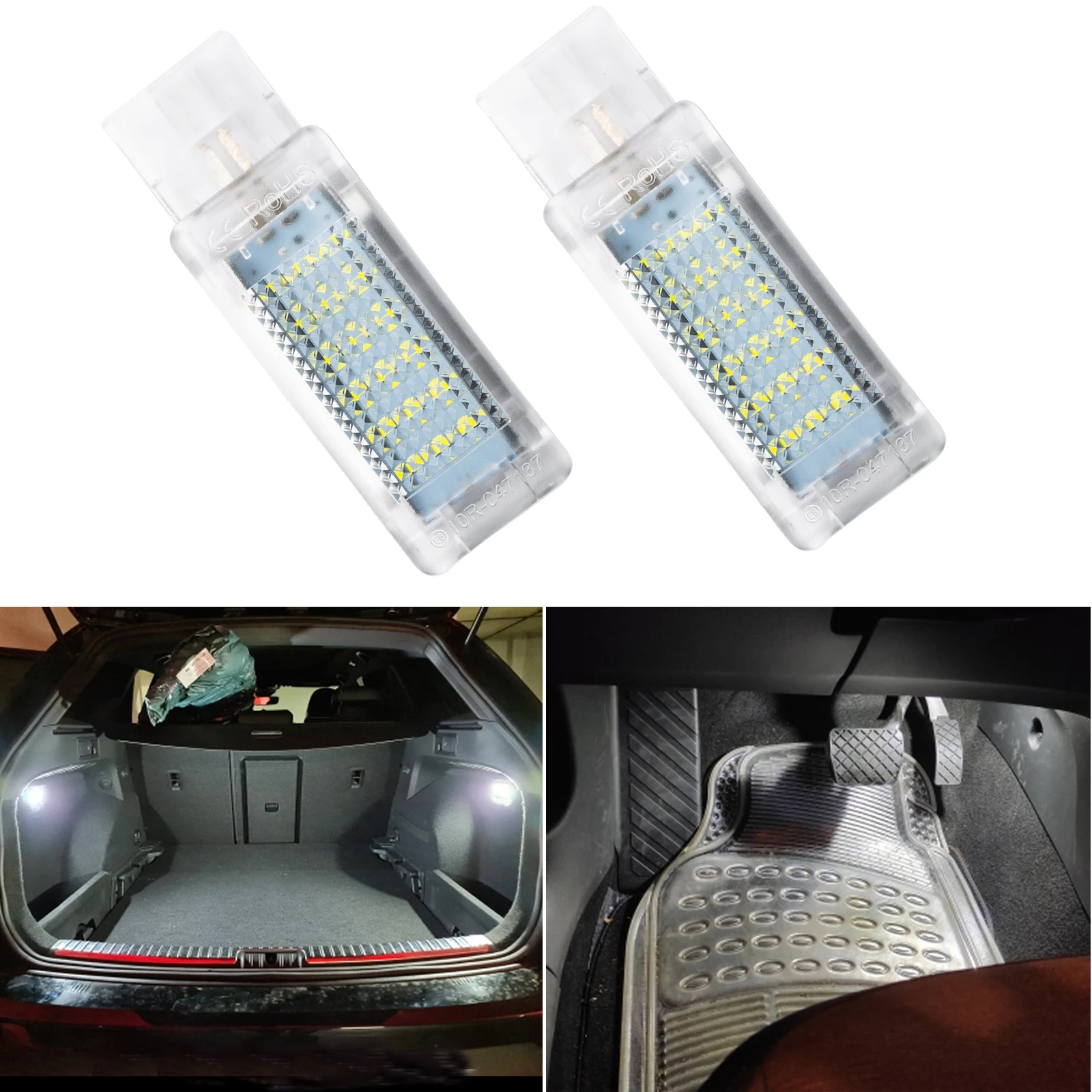 2X Xenon White Footwell Light Trunk Bagagli Led Car Interior Lamp Per Vw Caddy Golf Jetta Passat Polo Tiguan Sharan