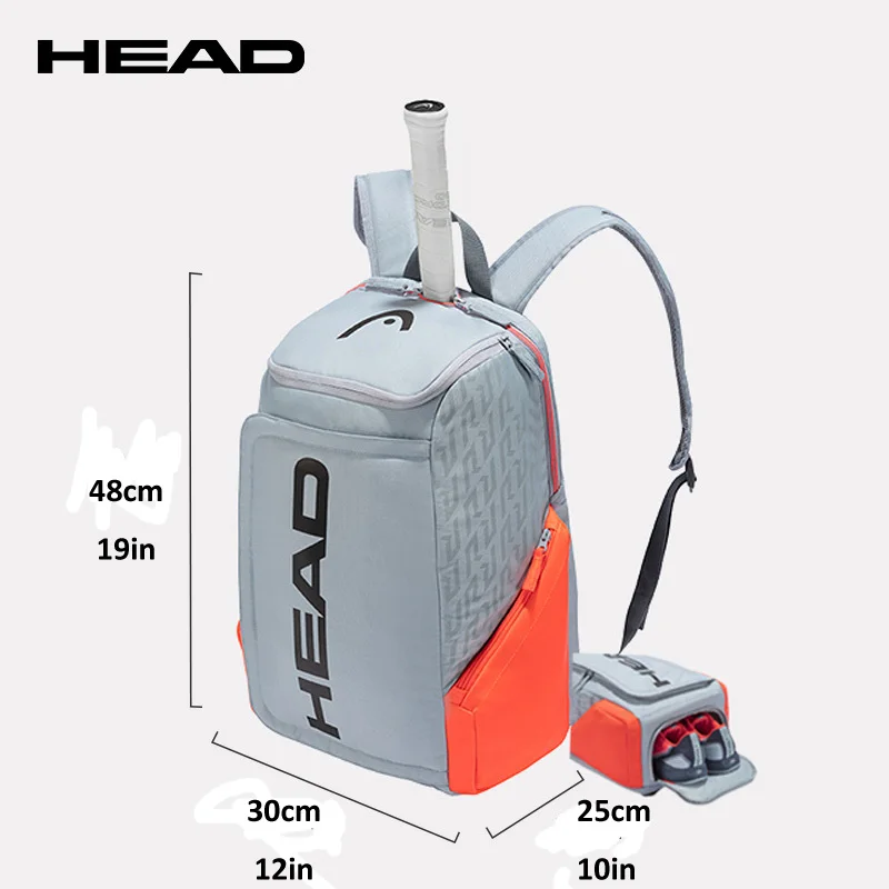 Zaino Da Tennis Originale 2021 Head Djokovic Borsa Da Tennis Rebe Radical Borsa Da Tennis Di Grande Capacità 1-2 Racchette Da Tennis Borsa Grigia Aran