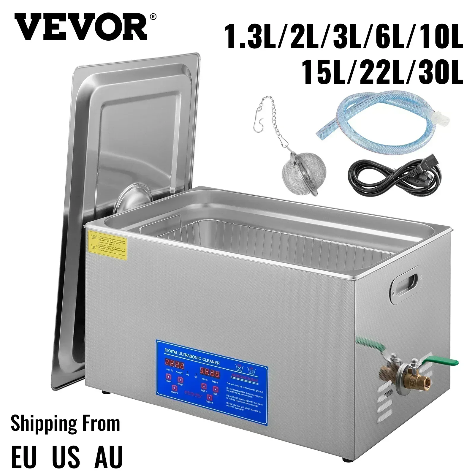 Vevor Ultrasonic Cleaner 2L 3L 6L 10L 15L 22L 30L Timer Digitale In Acciaio Inox Bagno Gioielli Occhiali Orologio Macchina Per La Pulizia