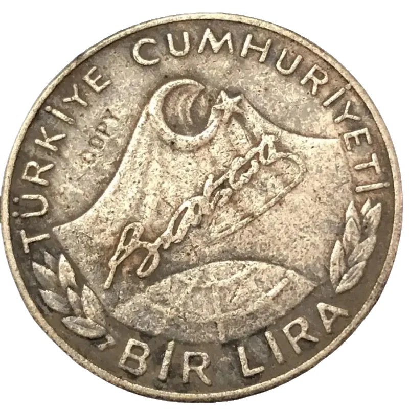1981 Turchia 1 Lira Argento Placcato Copia Esatta Della Moneta