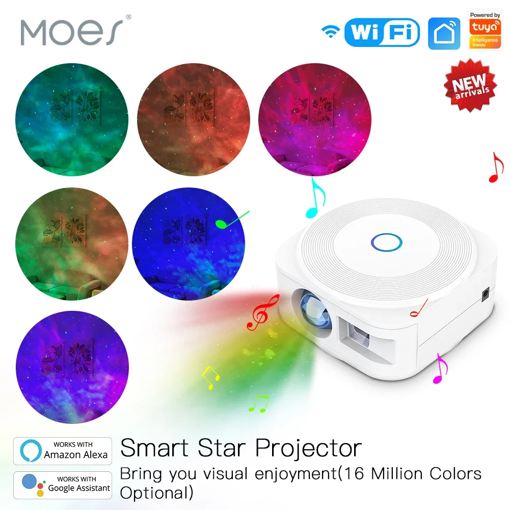 Proiettore Smart Star Galaxy Cloud/Moving Ocean Wave Star Sky Wifi Proiettore Per Luce Notturna Alexa Google Home Tuya Smart Compatibile