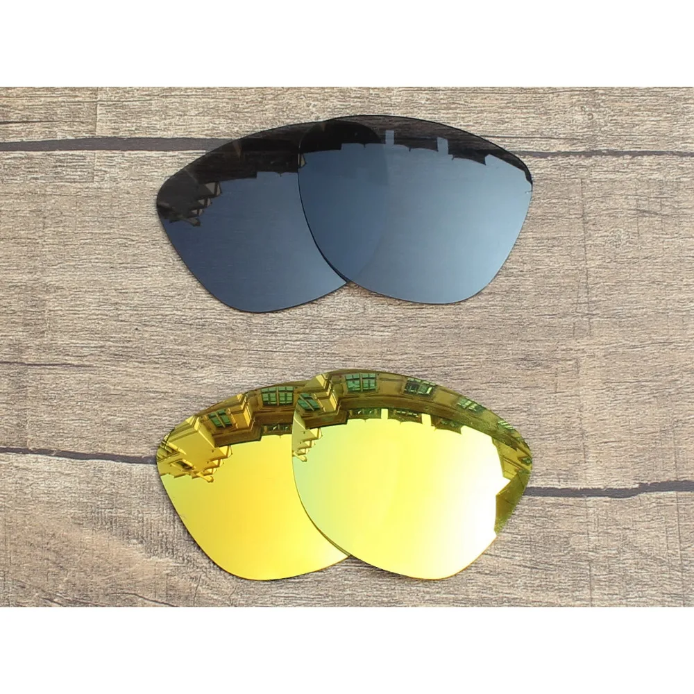 Vonxyz 2 Pairs Stealth Nero & 24 K Specchio Polarizzato Lenti Di Ricambio Per-Oakley Frogskins Telaio
