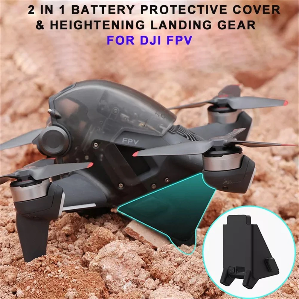 2-In-1 Per Dji Fpv Drone Protezione Batteria In Silicone Coperchio Altezza Extender Carrello Di Atterraggio Per Dji Fpv Drone Combo Drone Accessori