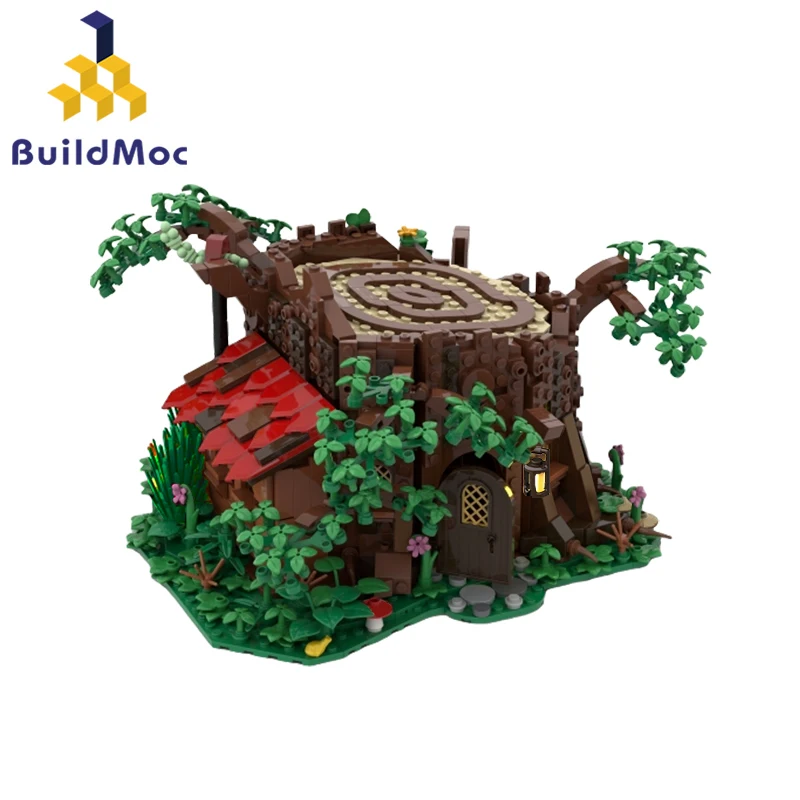 Buildmoc Elf Tree House Forest Hut Fairy Cottage Tree Flower House Building Blocks 98101 Story Architecture Brick Toy Regalo Per Bambini