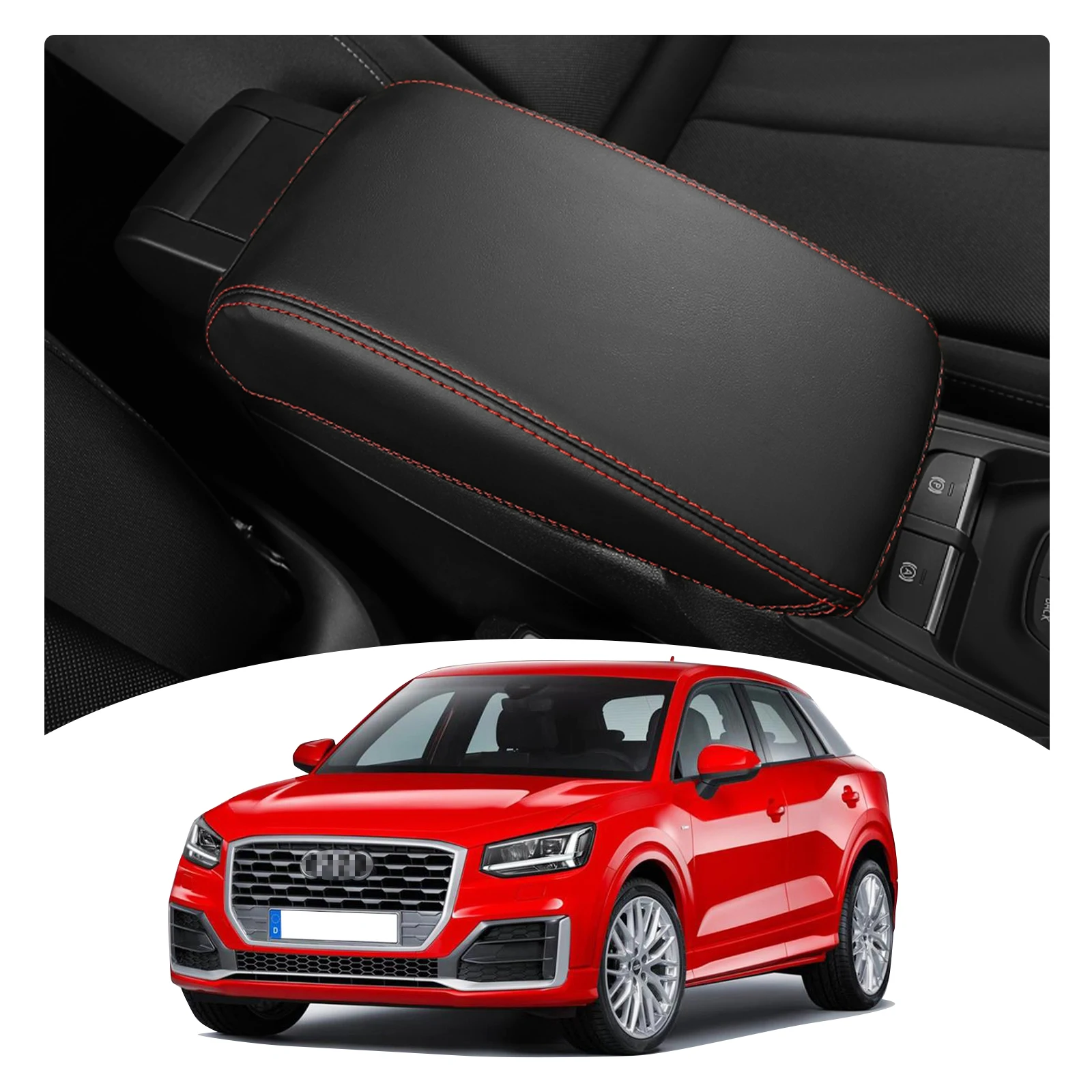 Lfotpp Auto Bracciolo Box Cover Per Audi Q2 2018-2022 Controllo Centrale Bracciolo Storage Box Pad Auto Interior Audi Q2 Accessori