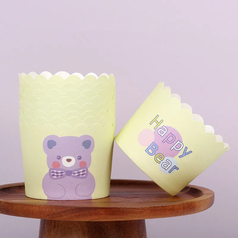 50 Pz Cartone Animato Orso Panettone Carta Usa E Getta Stampo Da Forno Matrimonio Cupcake Involucri Muffin Cupcake Tazza Di Carta Contenitori Panetone