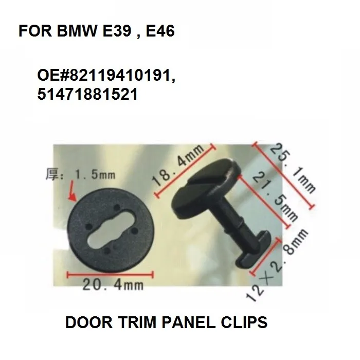 10X Tappetino Twist Lock Clip E La Rondella, Nero Per Bmw E39, E46 Door Trim Panel Pinze Oe 82119410191, 51471881521