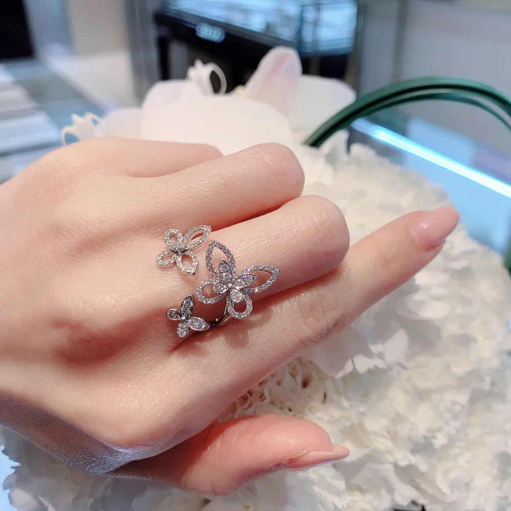 Seiko Butterfly Ring Female High Feeling Minority Design Ins Cool Breeze Inlay Index Ring Apertura Bracciale Donna Regolabile
