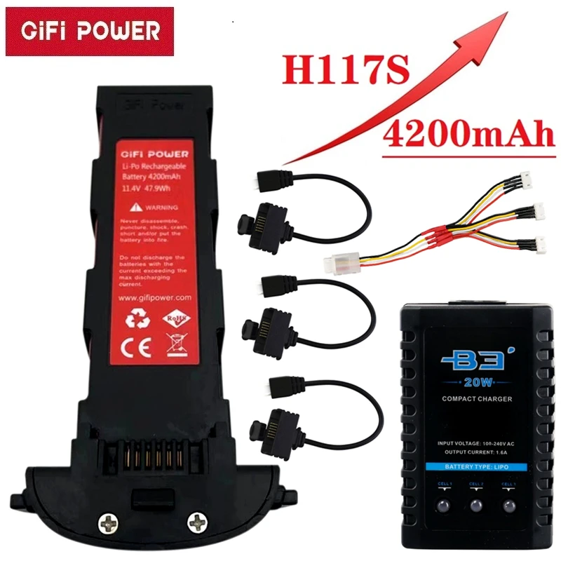 Aggiorna 11.4V 4200Mah Batteria Caricabatterie B3S Per Hubsan H117S Zino Gps Rc Fpv Racing Camera Drones Quadcopter Parti Batteria 11.4V