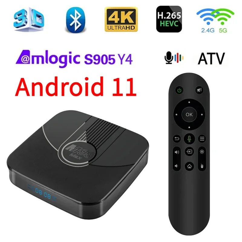 M98 Max Android 11 Smart Tv Box Amlogic S905Y4 Supporta 4G 5G Dual Wi-Fi Bt 5.0 100M Lan Atv Tv Hd 4K 3D 2Gb 64Gb Tv Box Iptv