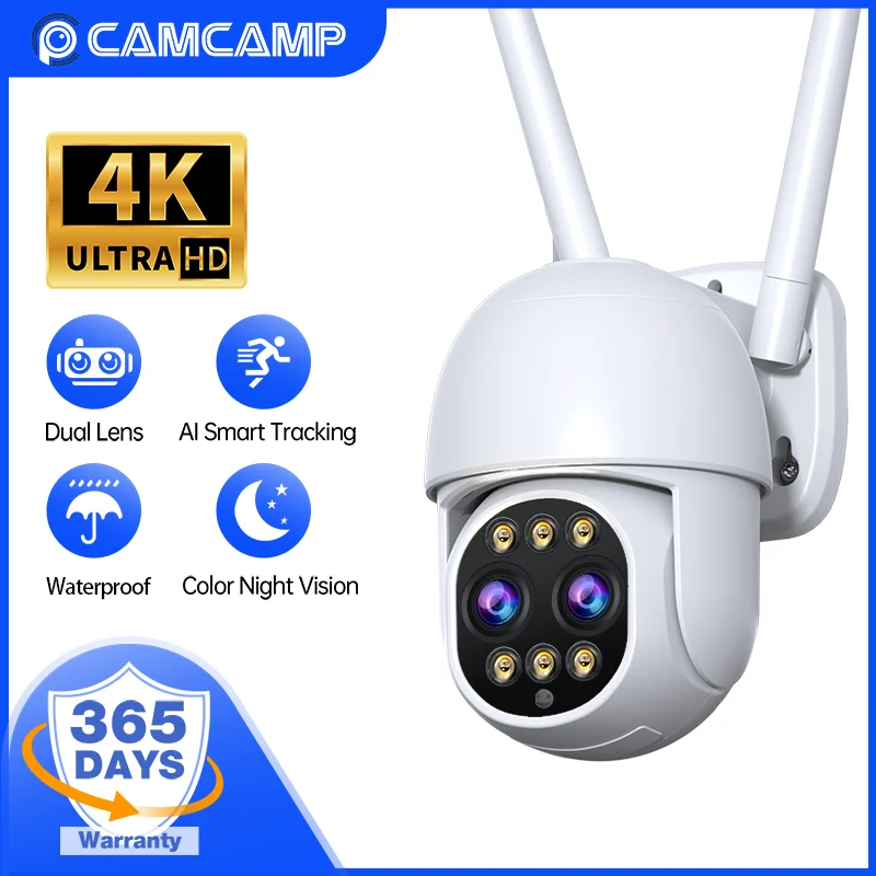 Camcamp 8Mp 4K Smart Wifi Camera Ptz Outdoor 8X Zoom Digitale Onvif Cctv Videosorveglianza Telecamera Ip Protezione Di Sicurezza Iptv