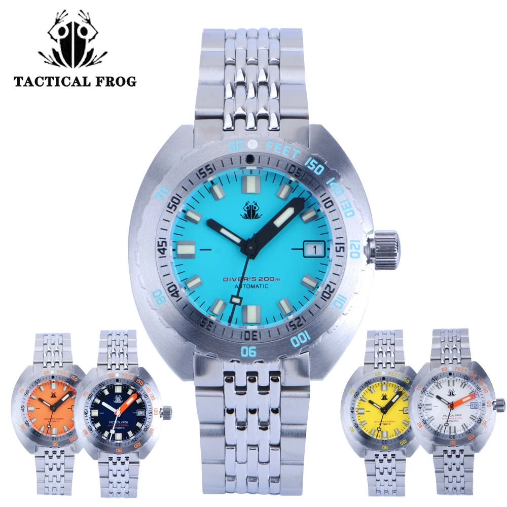 Tactical Frog Vintage Sub300T Diver Watch Mens Nh35A Automatic Self Winding Sapphire Glass 200M Orologi Meccanici Impermeabili