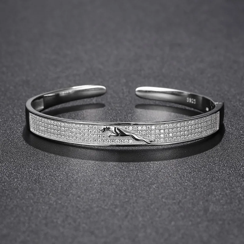 1.656Ct Iced Moissanite Leopard Cuff Bracciale Bangle Women 925 Sterling Silver Lab Diamond Open Bracciali Ins Pass Tester