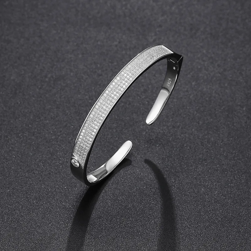 2.037Ct Iced Moissanite Cuff Bracciale Bangle Women 925 Sterling Silver Lab Diamond Bangles Bracciali Pass Tester Regalo All'Ingrosso