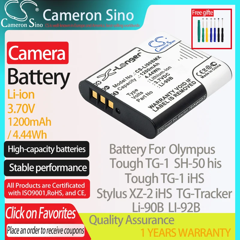 Batteria Cameronsino Per Olympus Duro Tg-1 Duro Ihs Tg-Tracker Sh-50 Si Adatta A Olympus Li-90B Batterie Per Fotocamere Digitali