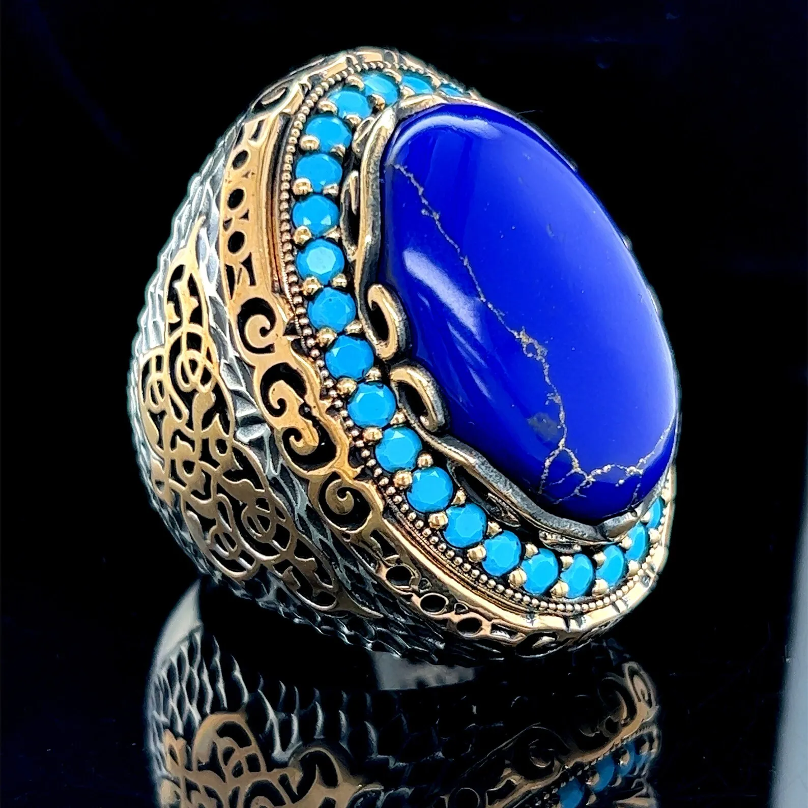 Grande Anello Di Lapislazzuli Anello Di Lapislazzuli Naturale In Argento Anello Fatto A Mano Di Turksin Sh Anello Da Uomo Con Sigillo Di Lapislazzuli 