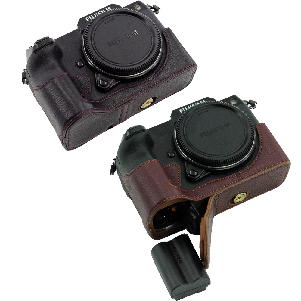 Custodia Fuji Gfx100S Custodia In Vera Pelle Per Fotocamera Borsa A Metà Corpo Per Fujifilm Gfx100S Con Apertura Batteria