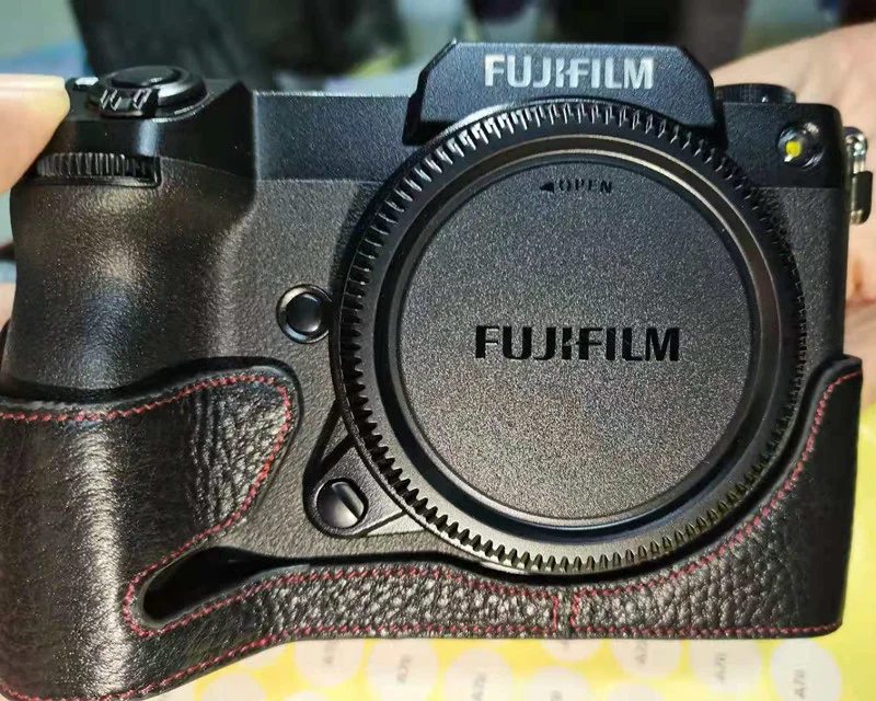 Fuji Gfx100S Mezza Borsa Con Manico In Vera Pelle Per Fotocamera Fujifilm Gfx100S