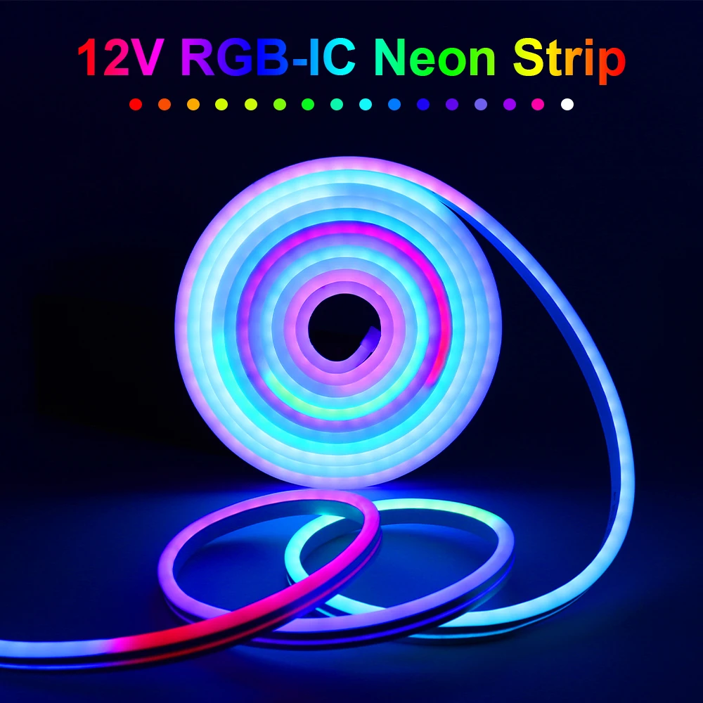 12V Rgb Ic Led Neon Strip Indirizzabile Dream Color Led Neon Strip 16 Milioni Di Colori Fai Da Te Funziona Con Bluetooth Music Sync Smart App