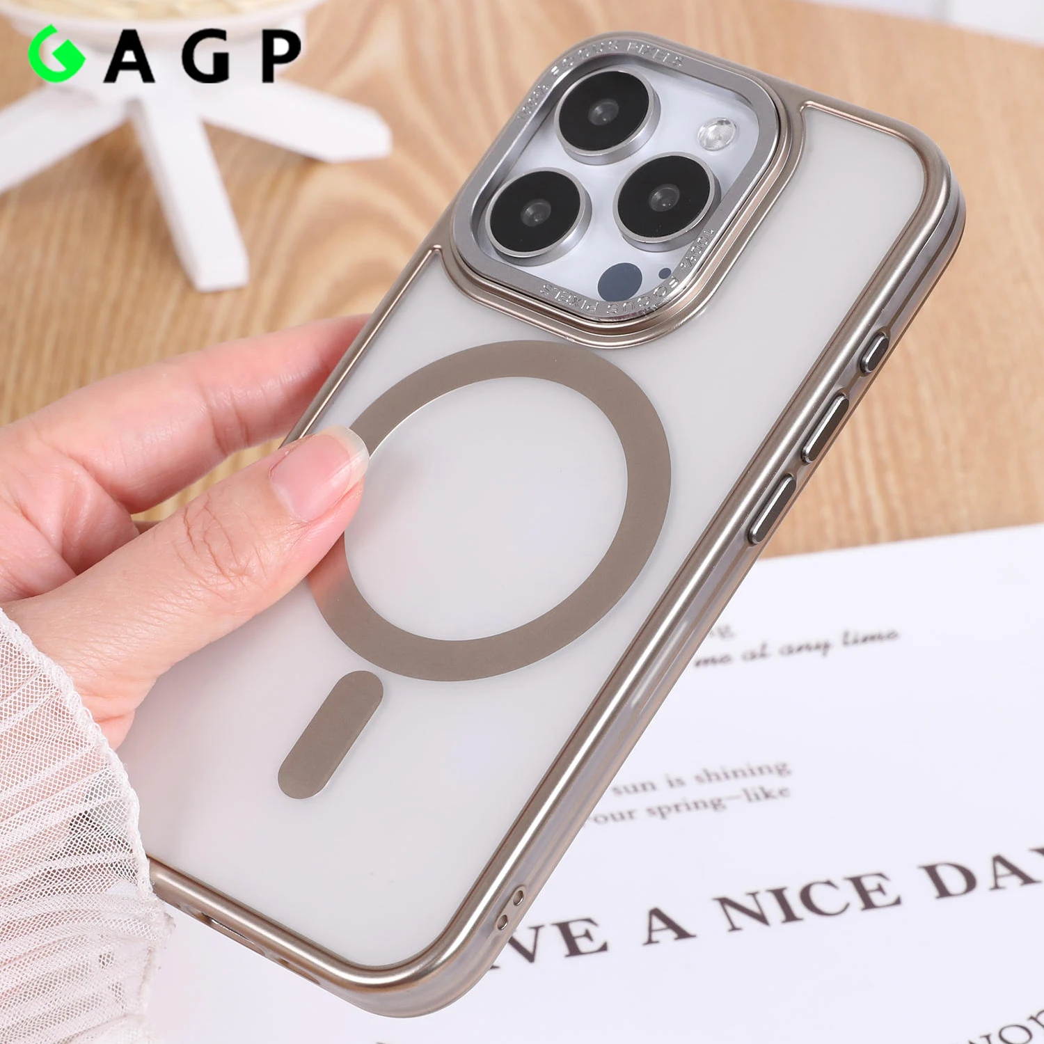 Custodia Opaca Magsafe Color Titanio Per Iphone 15 Pro Max 14 13 12 Pro Max Slim Placcatura 15Pro 14Promax 15Plus Cover Magnetica