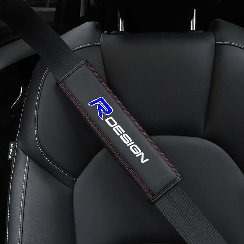 Per Volvo R Design Xc90 S60 Cx60 V70 Xc70 V60 V90 1Pc Cowhide Car Interior Seat Belt Protector Cover Per Accessori Auto Per Auto