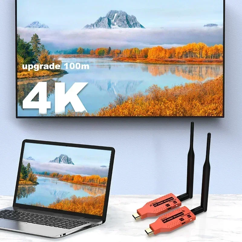 100M 4K Wireless Hdmi Trasmettitore Video Ricevitore Adattatore Display Cordless Extender Hdmi Per Fotocamera Stb Laptop Pc To Tv Monitor