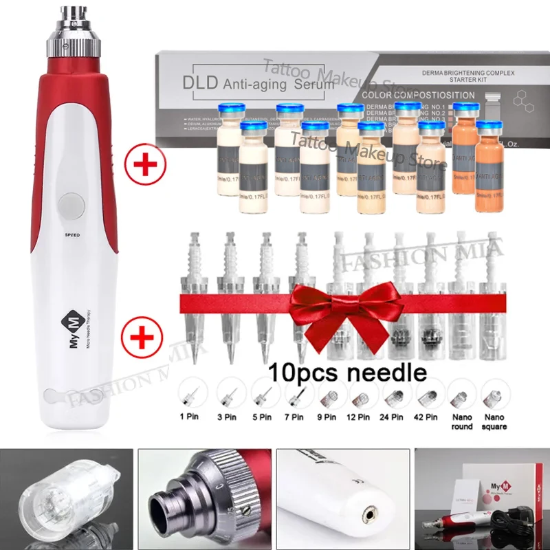 Derma Pen Microneedling Bb Cream Glow Starter Kit Electric Micro Needle Pen Set Per La Cura Della Pelle Del Viso Per Sbiancare La Pelle Schiarente