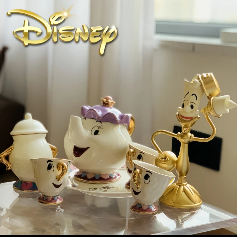 Disney Teiera Cute Cartoon Beauty And The Beast Caffettiere Mug Mrs Potts Chip Cup Tea Cup Pots One Tea Set Droshipping Desk Gif