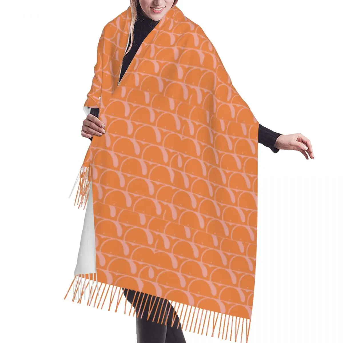 Fashion Orla Kiely Beluga Whale Print Collection Sciarpa Nappa Donna Inverno Autunno Caldo Scialle Wrap Signore Versatili Sciarpe Femminili