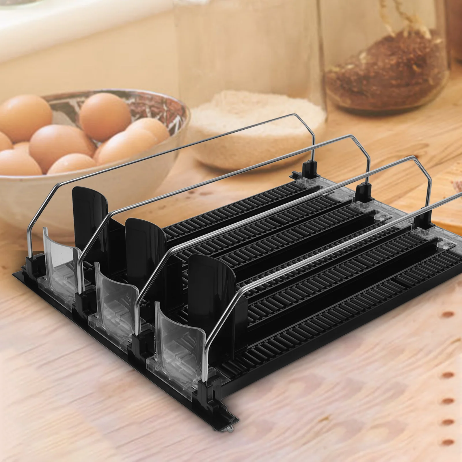3 Pcs Drink Pusher Bottiglia D'Acqua Organizer Frigorifero Mini Soda Can Frigo Dispenser Armadio In Acciaio Inox Glide