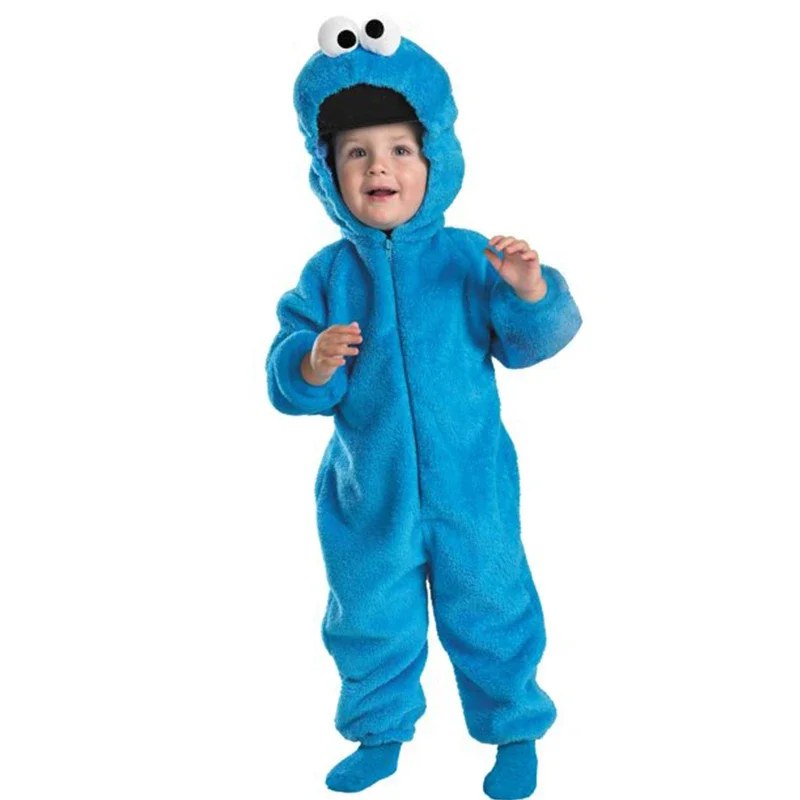 Sesame Boy'S Deluxe Cookie Monster Peluche Tuta Street Cookie Toddler Halloween Costume Bambino