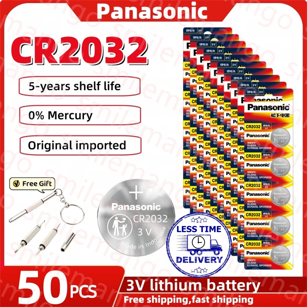 Originale Panasonic 50 Pz Cr2032 Cr 2032 3V Batteria Al Litio Per Orologio Calcolatrice Orologio Telecomando Giocattoli Pulsante Monete Cella