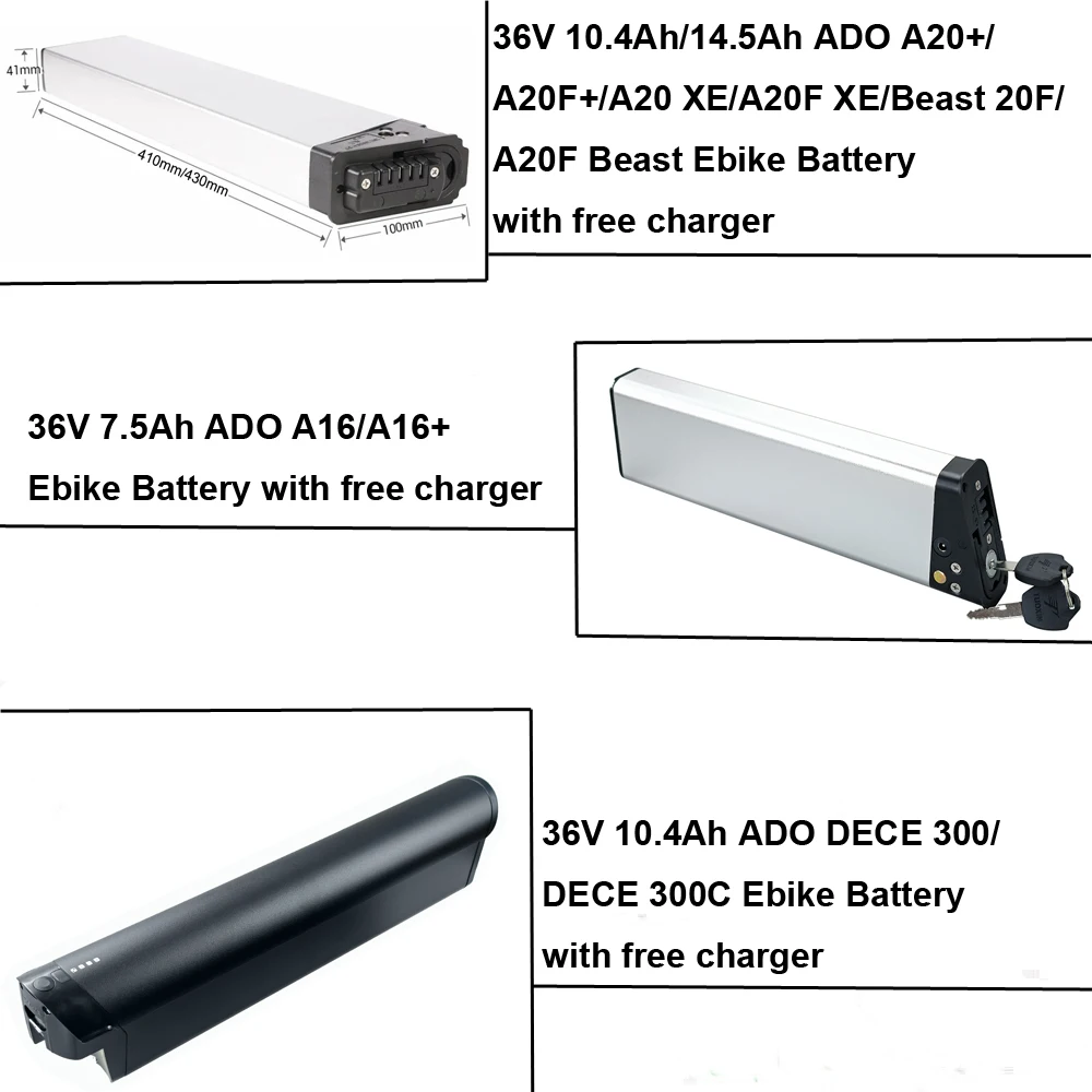 Bici Elettrica Ado Batteria Extra 36V 7.5Ah 10.4Ah 14.5Ah Per A16 A16 + A20 + A20F + A20 Xe A20F Xe Beast 20F Dece 300 300C E-Bike