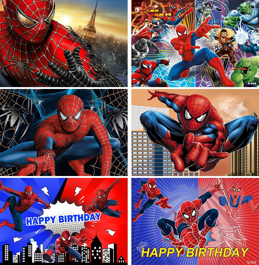 Supereroe Rosso Spiderman Fotografia Spidy Sfondo Bambini Buon Compleanno Festa Decorazione Vinile Bambini Foto Sfondo Regali