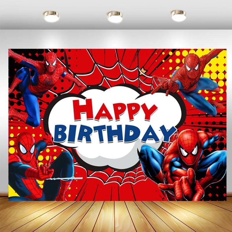 Disney Spiderman Party Sfondo Decorazioni Da Parete Di Compleanno Per Bambini Personalizzato Supereroe Spidy Fotografia Sfondo Banner