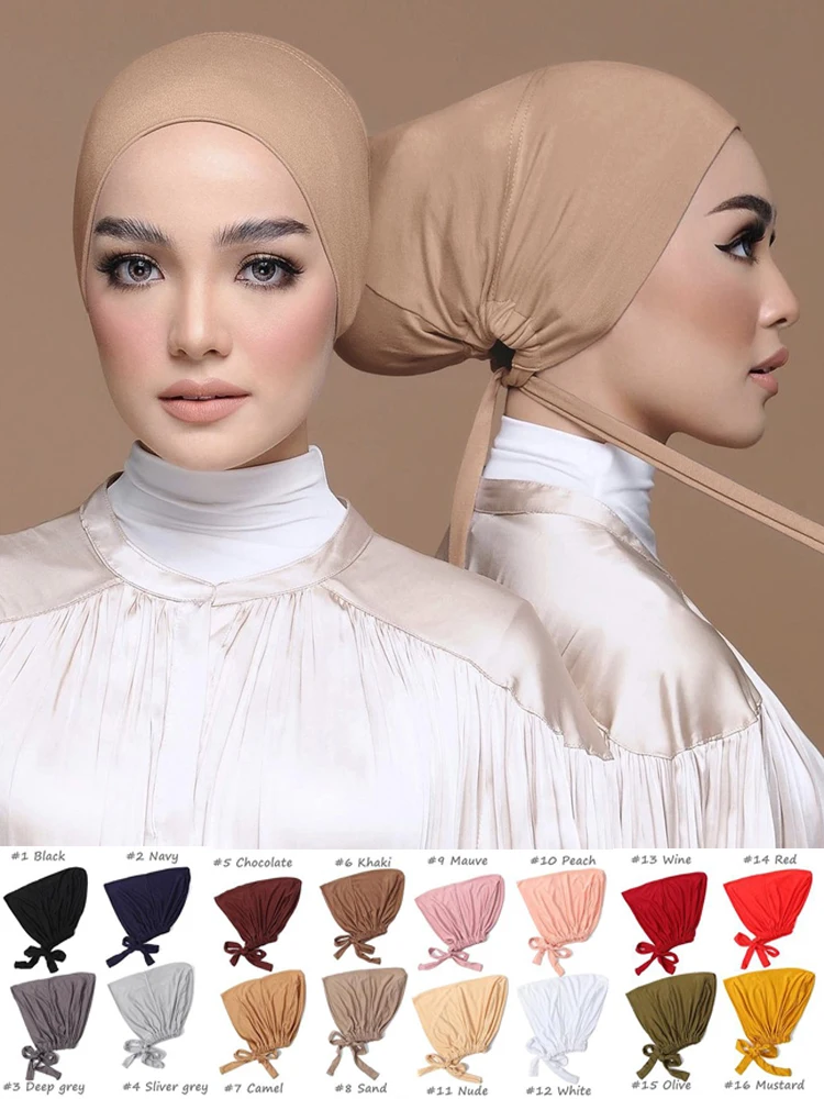 Berretto Hijab Interno Turbante Musulmano Islam Underscarf Regolabile Cappuccio Sottosella Morbido Jersey Elasticizzato Hijab Tube Cap Turbante Mujer 