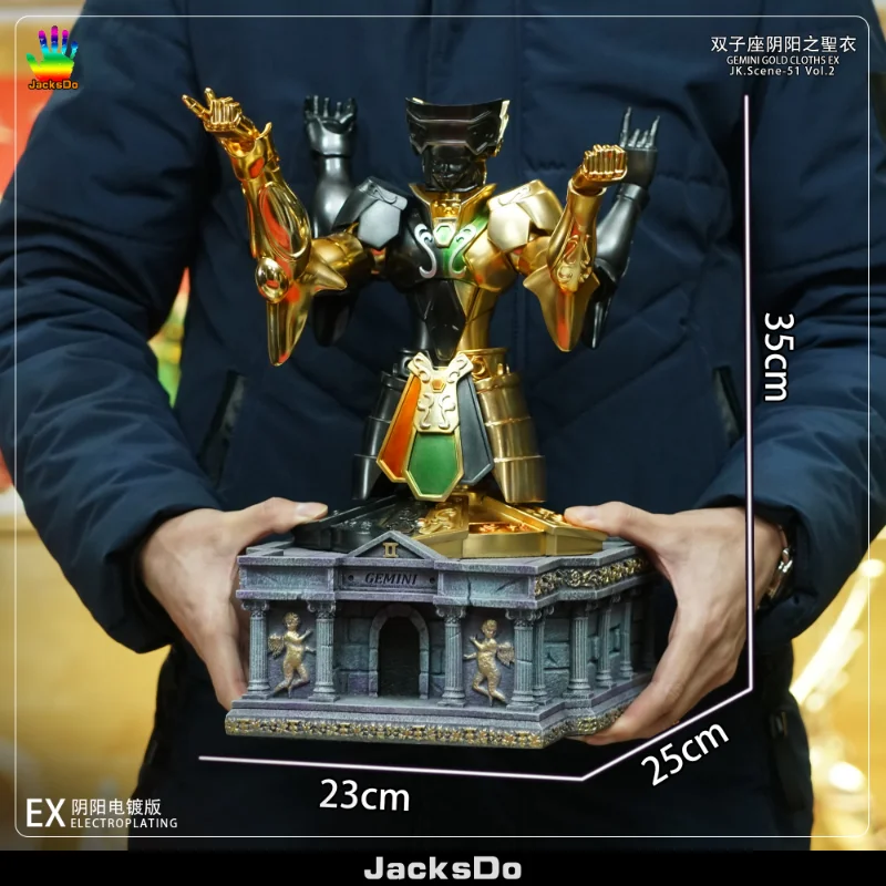 Jacksdo Saint Seiya Gemini Ex Yin-Yang Gold Saint Cloth Statue Gk Galvanotecnica Modello Ornamento Collezione Scena Regalo