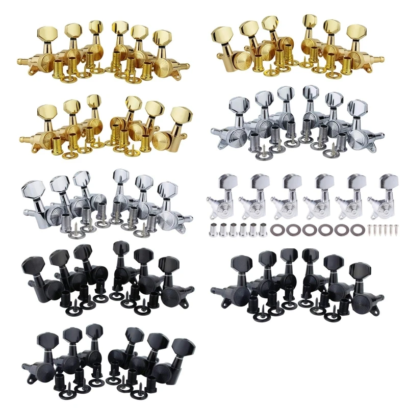 6Pcs Guitar Locking Tuners (3L + 3R Handed) 1:18 Ratio Lock String Tuning Per Key