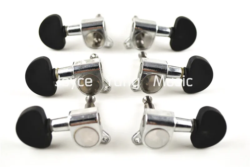 Niko Chrome Guitar Tuning Pegs Tuners Machine Head Matte Black Cap 3L + 3R/6-In-Line Spedizione Gratuita All'Ingrosso