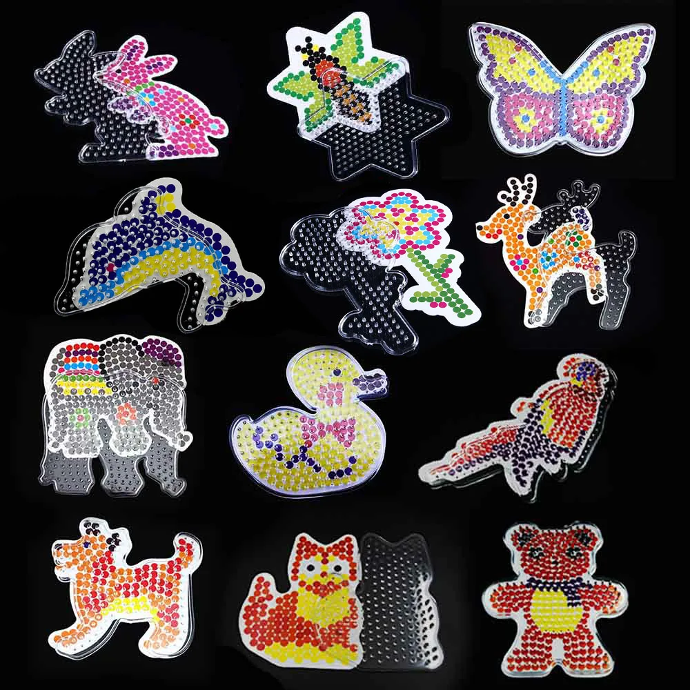 12 Pezzi 5Mm Hama Beads Template Perler Fai Da Te Mano Fare Giocattoli Pegboard Bambini Perler Pixel Art Kid Istruzione Puzzle Regalo Artigianale