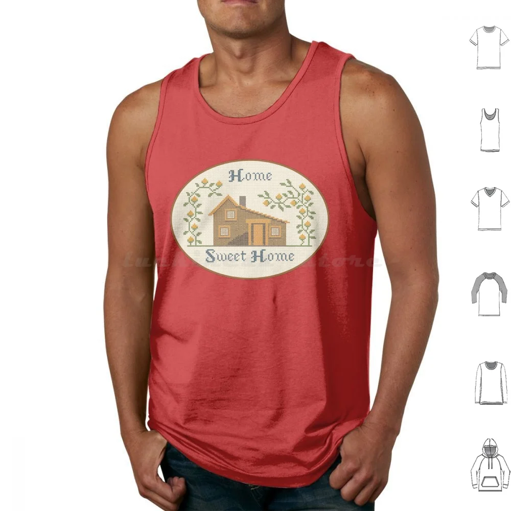 Sweet Prairie Home Canotte Stampa Cotton Prairie Cross Stich Home Sweet House Ingalls Ricamo Little House On