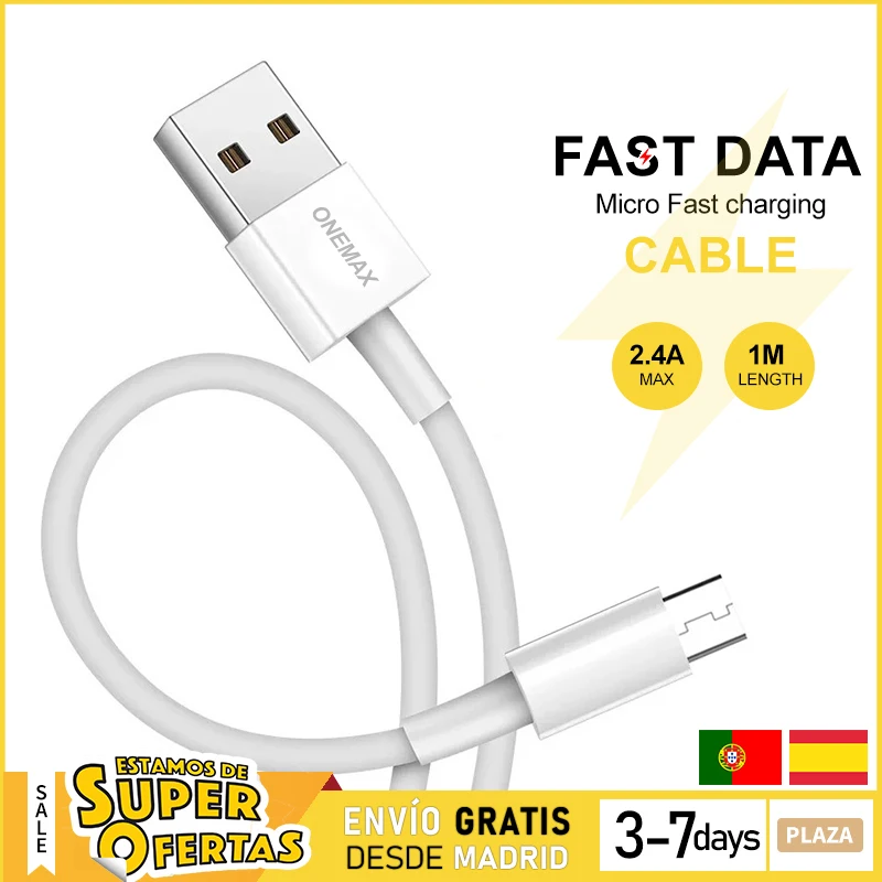 Cavo Micro Usb 2.4A Ricarica Rapida Compatibile Con Samsung Galaxy S7, Xiaomi, Kindle, Sony, Nexus, Motorola Ecc. Sistema Android