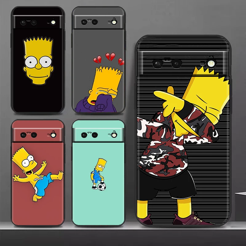 Simpsons Family Boy Shockproof Case For Google Pixel 7 6 Pro 6A 5 5A 4 4A Xl 5G Silicone Soft Black Phone Cover