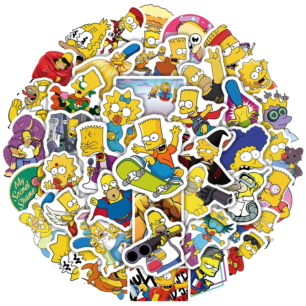 10/30/50Pcs Cartoon Simpson Adesivi Decalcomanie In Pvc Impermeabile Graffiti Skateboard Notebook Laptop Classic Child Toy Sticker Packs