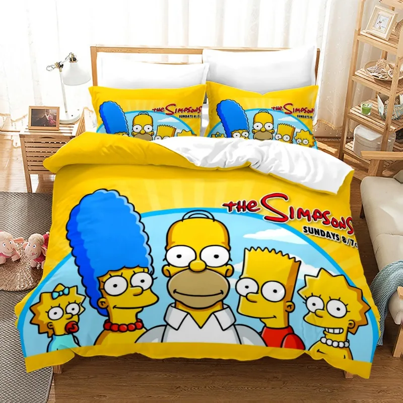 The Simpsons Set Biancheria Da Letto Copripiumino Con Federa Cartoon Anime Harajuku Letto King Size Spead Camera Da Letto Copripiumino Set