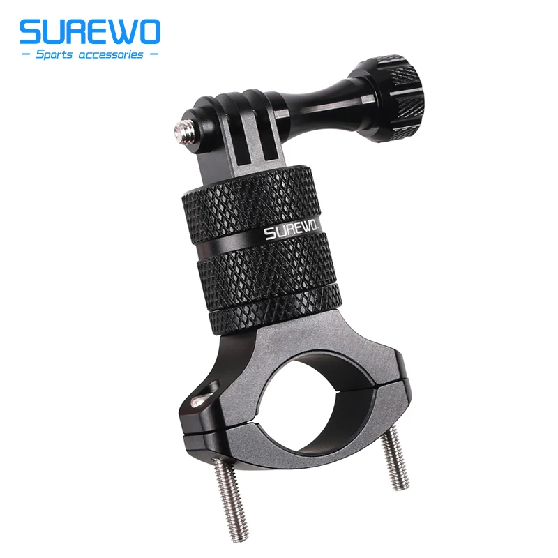 Surewo Bike Mount Per Gopro Hero 11/10/9/8/7 Nero, Gopro Max, Fotocamera Alluminio Bicicletta Moto Manubrio Mount