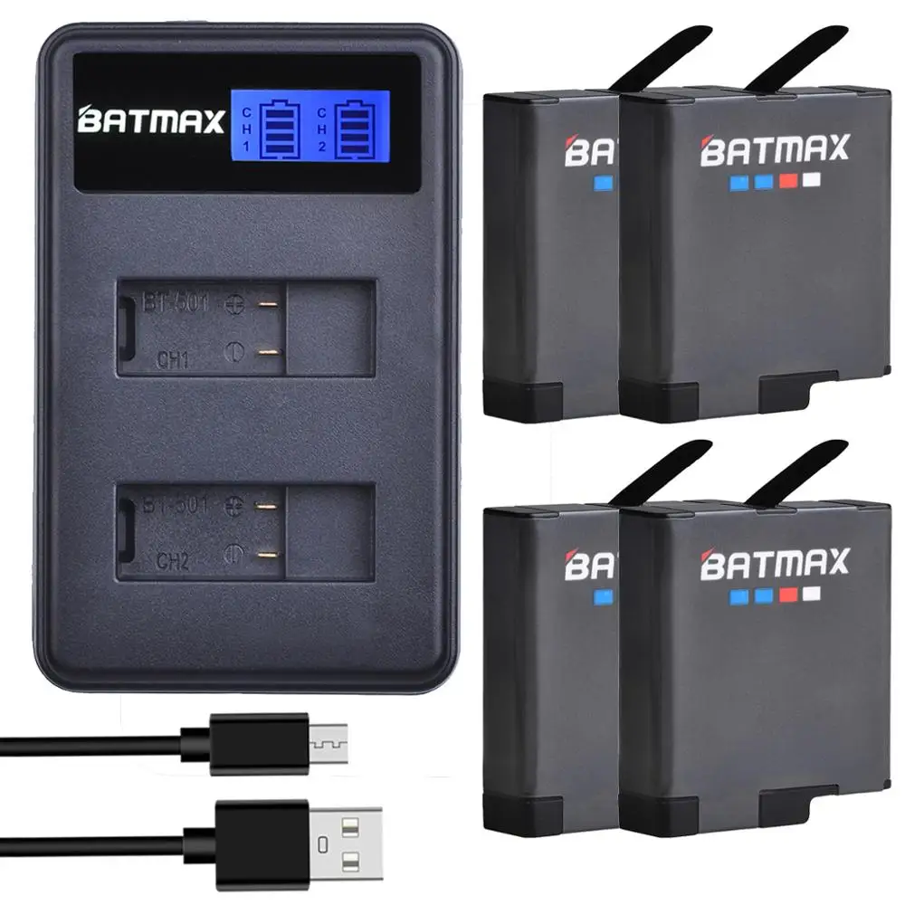 Per Originale Gopro Hero 7 Hero 6 Hero 5 Black Battery + Rapid Lcd Usb Dual Charger Per Gopro Hero 8 7 6 Hero 5 Accessori Neri