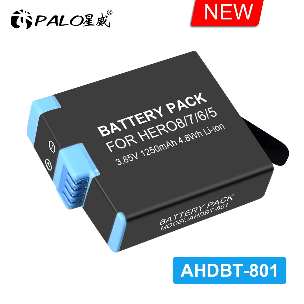 Palo 1250Mah Gopro Hero 7 Hero 6 Gero 5 Batteria Per Gopro Hero 7 6 Hero 5 Gopro Hero 8 Ahdpt-801 Nero Decodifica Batteria Della Fotocamera