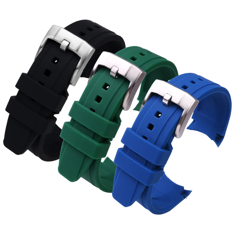 Cinturino In Silicone Ad Arco Da 20Mm 22Mm Adatto A Tissot Seiko Mi-Do Long-Ines Water Ghost Rubber Green Blue Strap Accessori Per Orologi