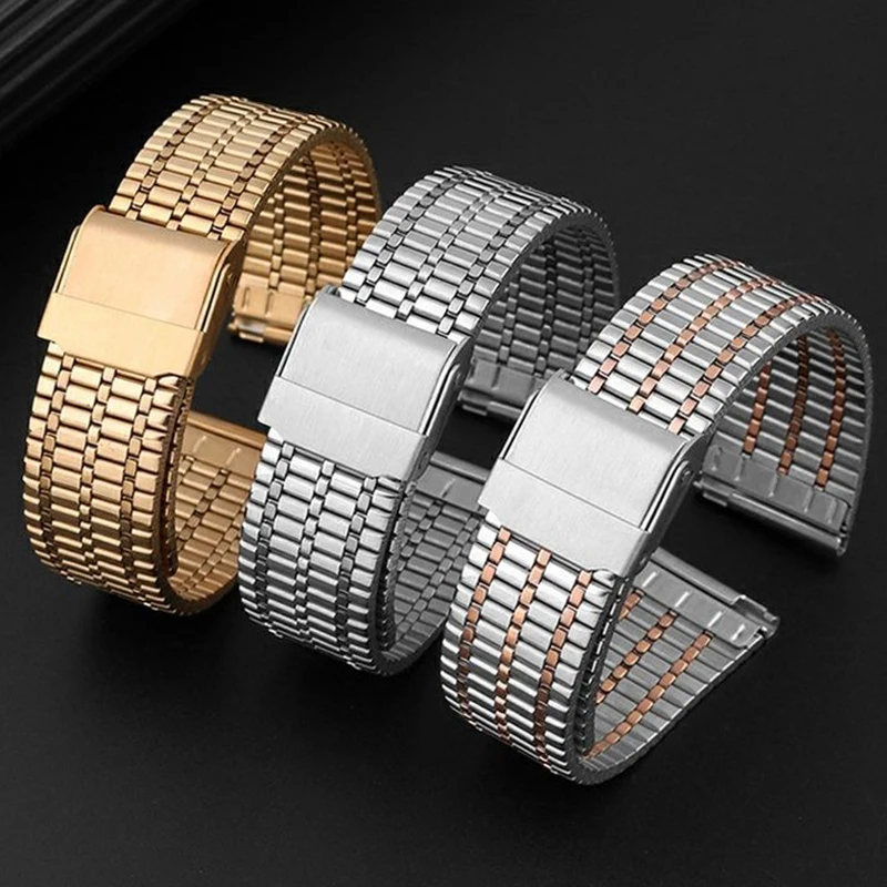 Cinturino Per Orologio In Acciaio Inossidabile Da 18Mm 20Mm 22Mm Per Cinturino Citizen Seiko Tissot T063 Casio Efr-303 Eqb-500 Bracciale A Sgancio Rap